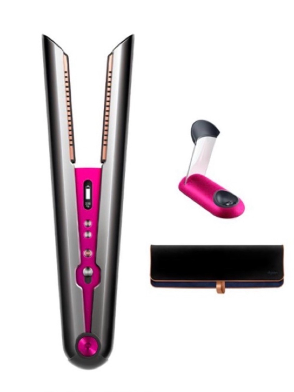 Dyson Black Hair Straightener with Pink and Gold Accents